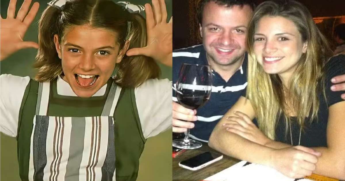 Renata Del Bianco nos tempos de Chiquititas e com o músico Amom Lima — Foto: divulgação e re...