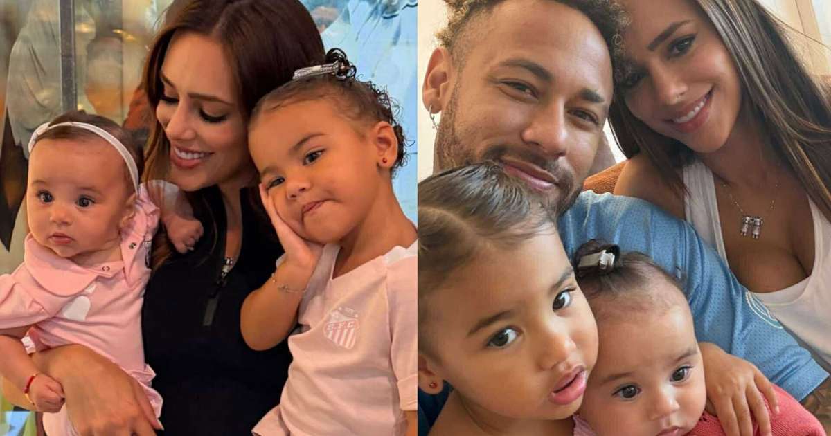 Bruna Biancardi e Neymar com as filhas, Mavie e Mel Foto: Reprodução/ Instagram / Contigo