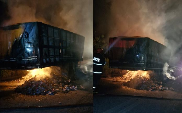 O incêndio ocorreu na MS-040. (Reprodução, Fala Povo)